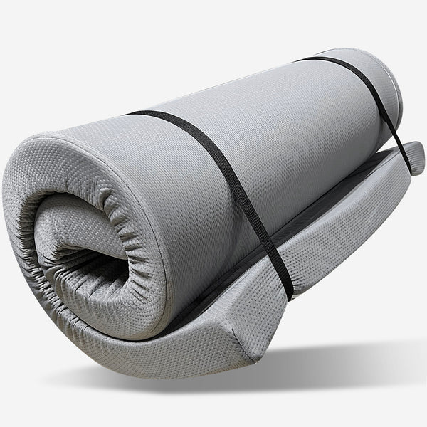 Memory Foam Camping Mattress With Water Resistant Zipper Cover - Gray